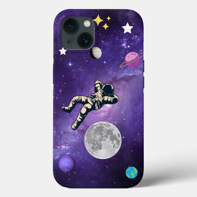 Lua espacial e estrelas iPhone / iPad case (Verso)