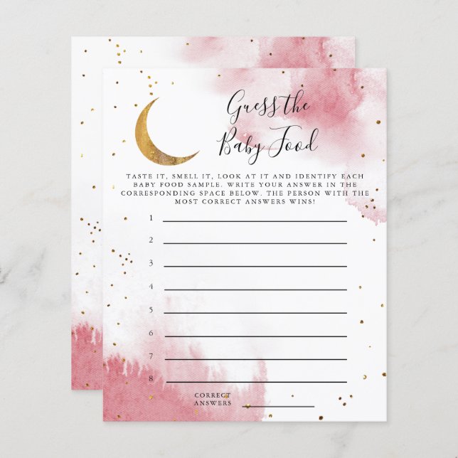 Lua Rosa Imagina O Jogo Do Chá Da Comida Do Bebê (Frente/Verso)