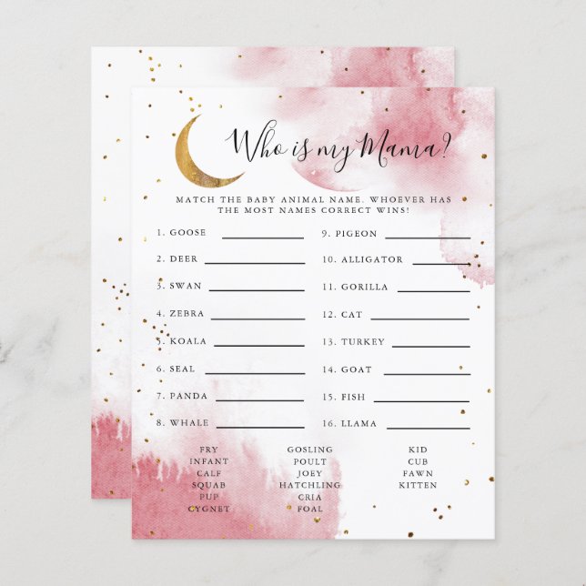 Lua Rosa Que É O Meu Jogo De Chá de fraldas (Frente/Verso)