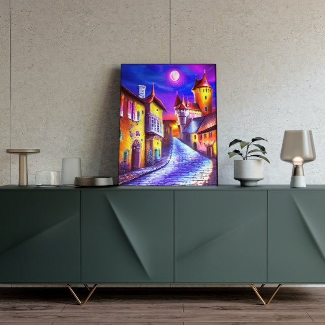 Lua Sobre A Poster De Pintura Do Castelo (Criador carregado)