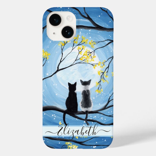 Lua Whimsical com Gatos Adicionar Nome (Verso)