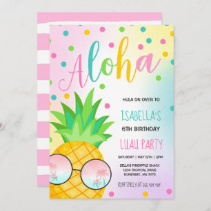 Luau Aniversário Convite Pineapple Havaiano Luau