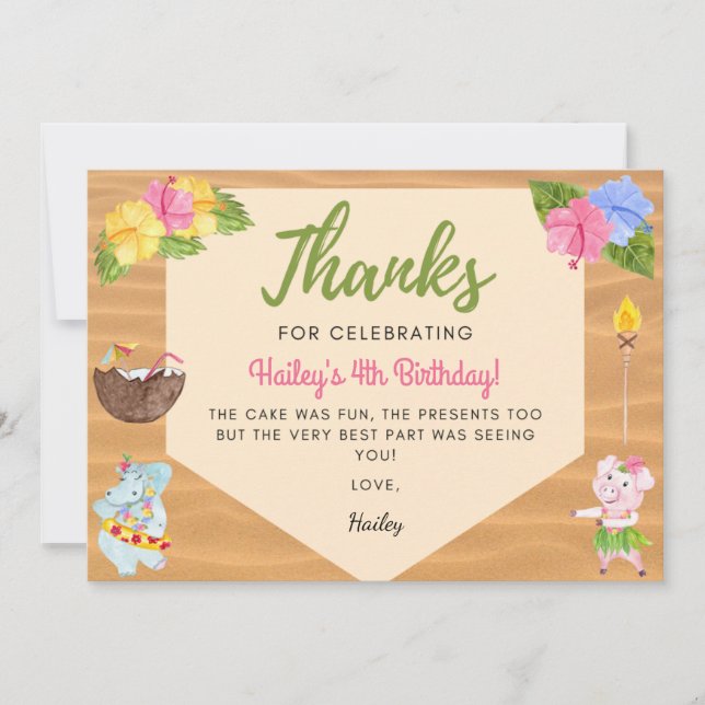 Luau Cartões de agradecimentos (Frente)