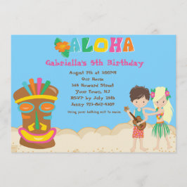 Luau com Crianças e Convite de Aniversário de Tiki