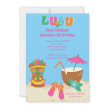 Luau Tiki No Convite De Aniversário De Praia