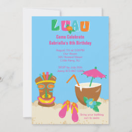 Luau Tiki No Convite De Aniversário De Praia