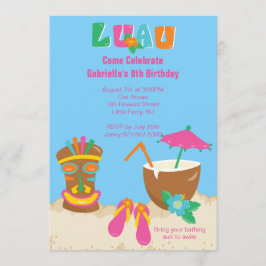 Luau Tiki No Convite De Aniversário De Praia