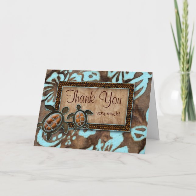 Luau Weding Obrigado Cartões Tartaruga Azul (Frente)
