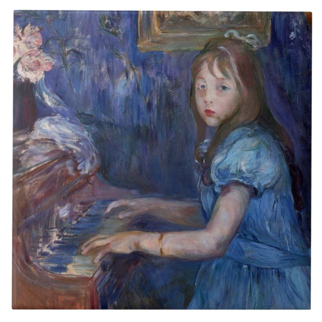Lucie Leon Playing Piano (por Berthe Morisot) (Frente)