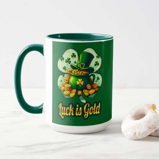 Luck Is Gold St Patrick’s Day - caneca (Com Donut)