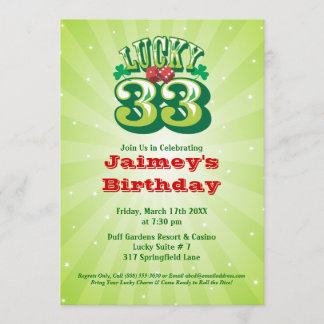 Lucky 33 - Convite de aniversário Personalizado