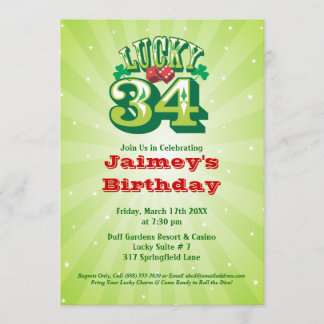 Lucky 34 - Convite de aniversário Personalizado