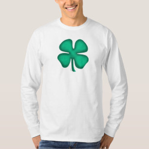 Lucky 4 camisa de manga branca e comprida de folhe