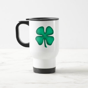 Lucky 4 caneca de viagem branca de Clover irlandes