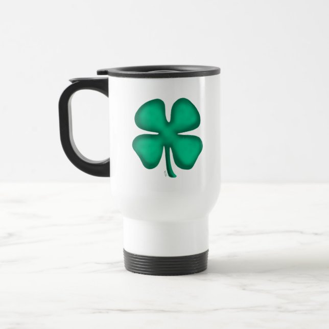 Lucky 4 caneca de viagem branca de Clover irlandes (Esquerda)