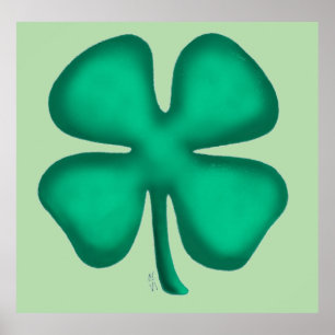Lucky 4 Folha poster verde-mate-verde-Clover irlan