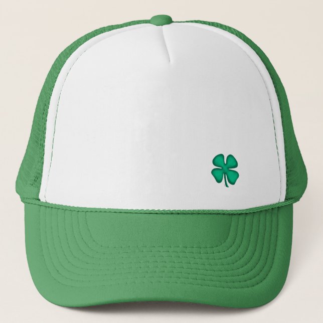Lucky 4 Leaf Irish Clover boné verde de caminhonei (Frente)
