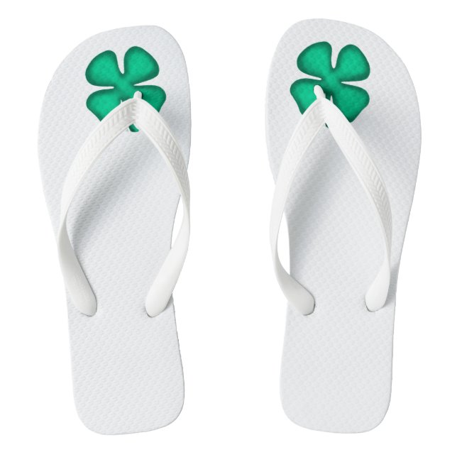 Lucky 4 Leaf Irish Clover chinelos brancos largos (Pé da cama)