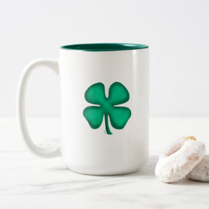 Lucky 4 Leaf Irish Clover grande caneca de dois to