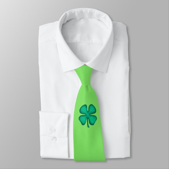 Lucky 4 Leaf Irish Clover muito verde gravata (Amarrado)