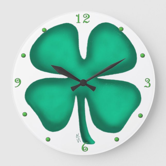 Lucky 4: Relógio de parede grande de Clover Irland (Frente)