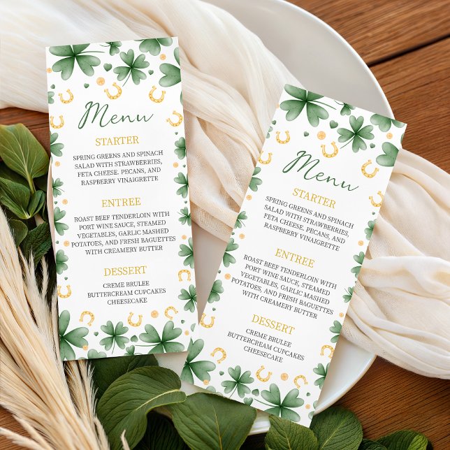 Lucky Charm Baby Shower 4x9 Menu Card (Criador carregado)