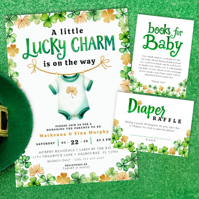 Lucky Charm - Convite para Chás de fraldas na Irla (Irish Baby Shower)