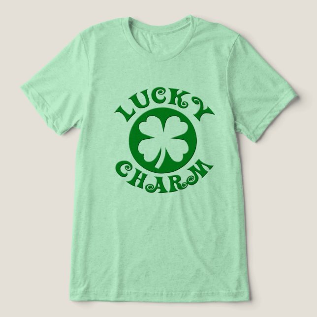 Lucky Charm Irlandês Quatro Folhas de Véu Camisa,  (Design frontal)
