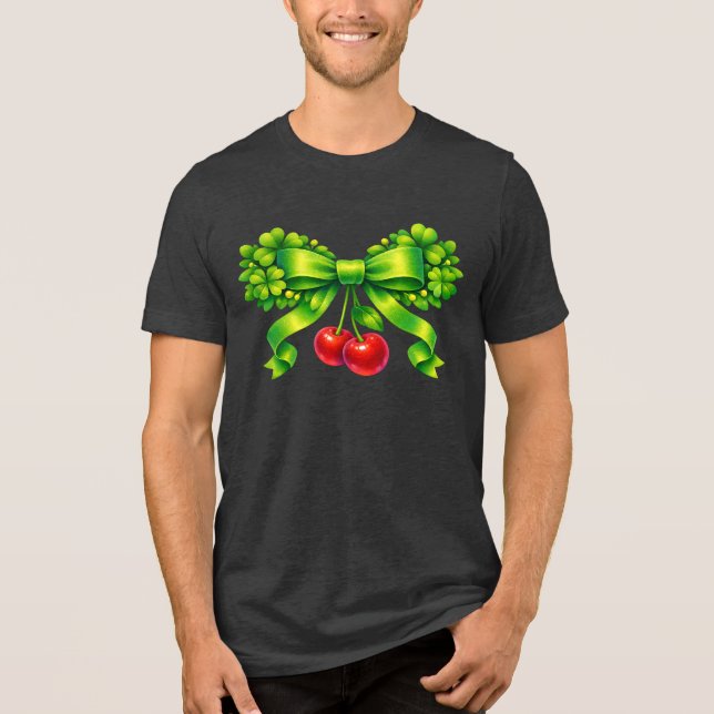 Lucky Clover Bow with Cherries Green Design (Frente)