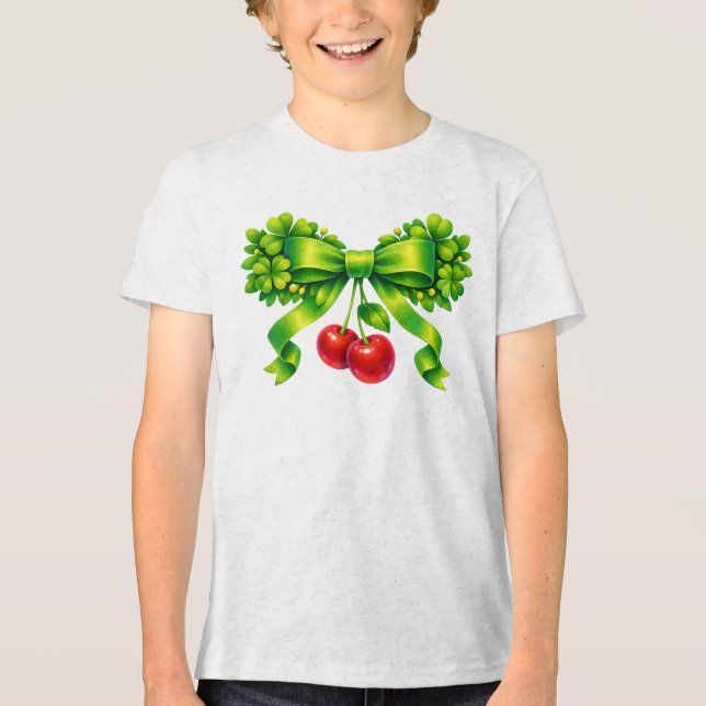 Lucky Clover Bow with Cherries Green Design (Frente)