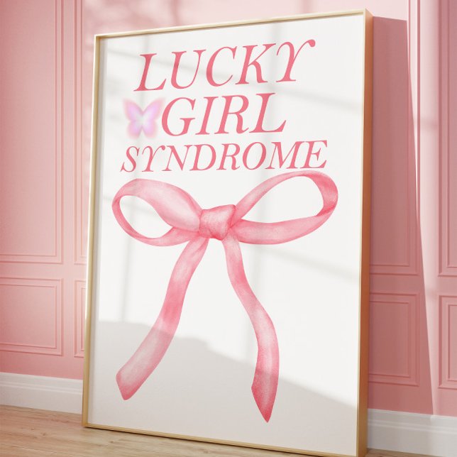 Lucky Girl Syndrome Pink Aesthetic Wall Poster (Criador carregado)