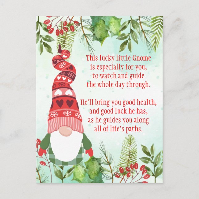 Lucky Gnomo Este pequeno e sortudo Cartão postal G (Frente)