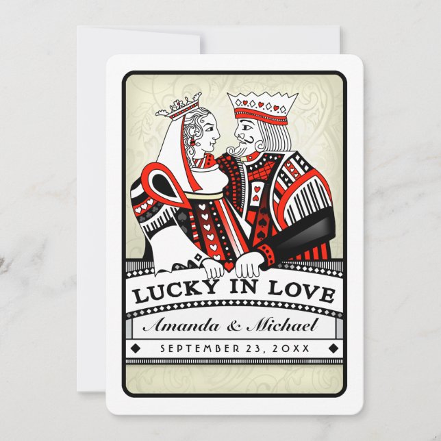 Lucky in Love - Junto com - Convite para Casamento (Frente)
