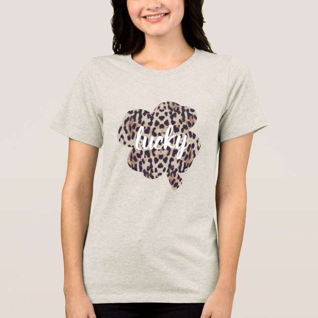 Lucky Leopard Imprima Rua de Shamrock. Dia de Patr (Frente)
