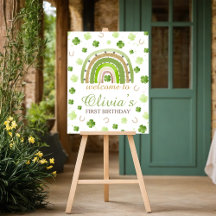 Lucky One First Birthday Welcome Sign
