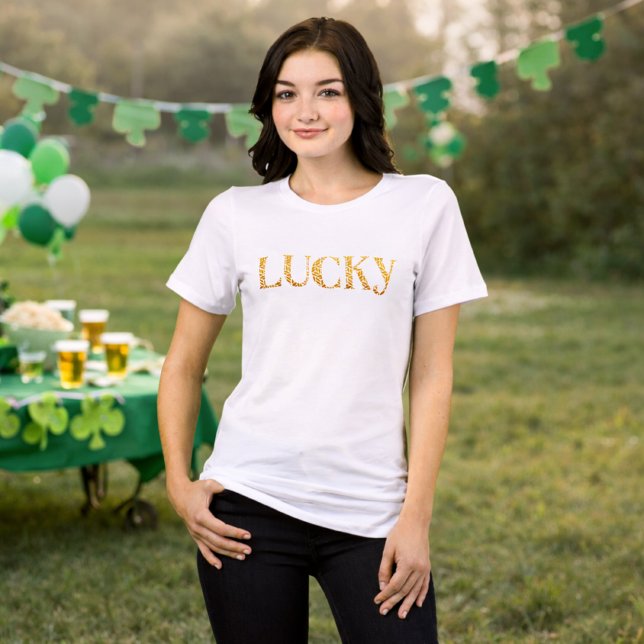 Lucky St. Patrick's Day Gold Leaf Pattern Text (Criador carregado)