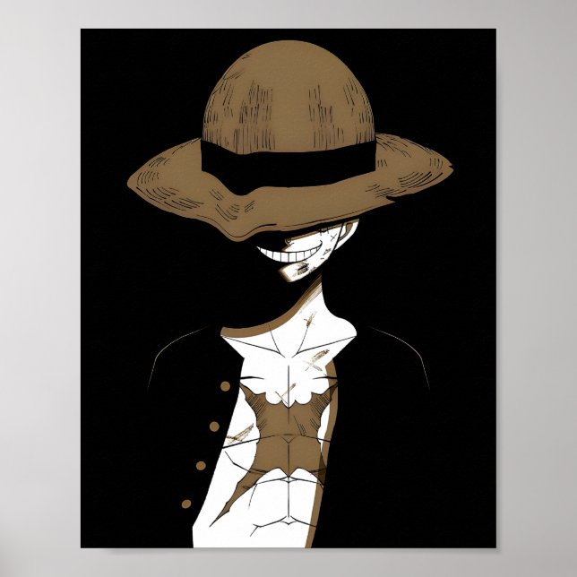 Luffy Shadow Poster | One Piece Minimalist Anime W (Frente)