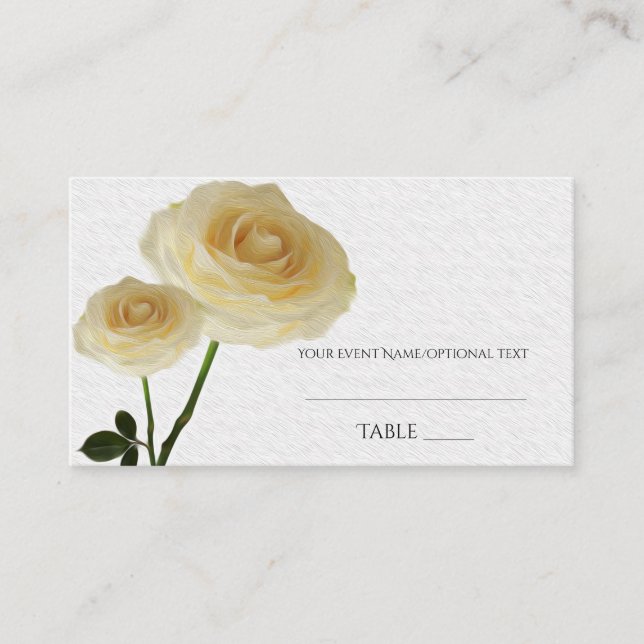 Lugar 2 Rosas Pintadas de Branco Elegante Cartão de Asse (Frente)