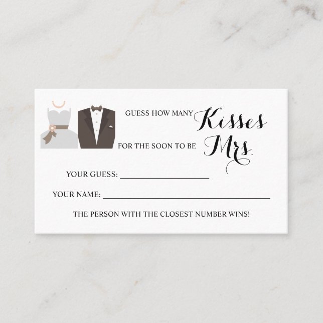 Lugar B & G Quantos beijos para o cartão de jogo da Sra. (Frente)