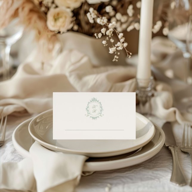 Lugar Cartão Clássico Floral de Casamento de Crest (Criador carregado)