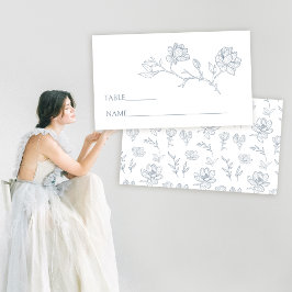 Lugar Cartão de casamento floral branco azul Elegante