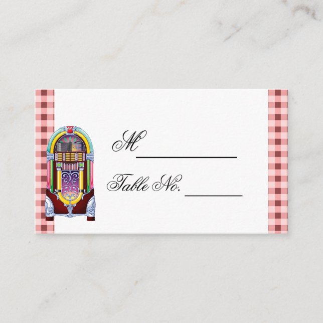 Lugar Cartão de Casamento Vintage Jukebox de 1950 (Frente)
