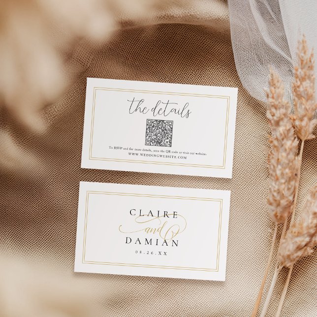 Lugar Cartão de Detalhes do Código QR do Script de Elegâ (Simple Elegance Script QR code Details Card)