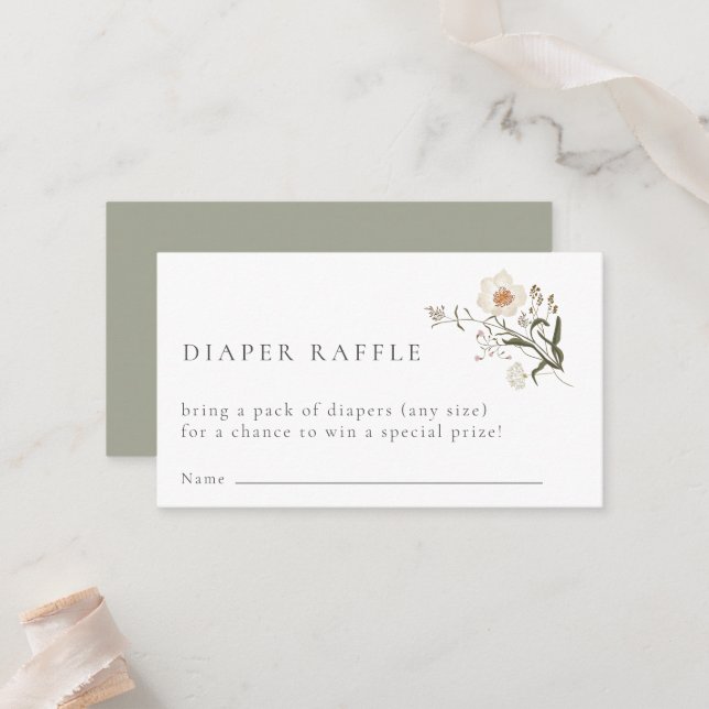 Lugar Cartão de Invólucro Raffle para Fralda de Flor Sel (Frente/Verso In Situ)