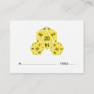 Lugar Cartão de Local de Casamento de Dice D20 Amarelo
