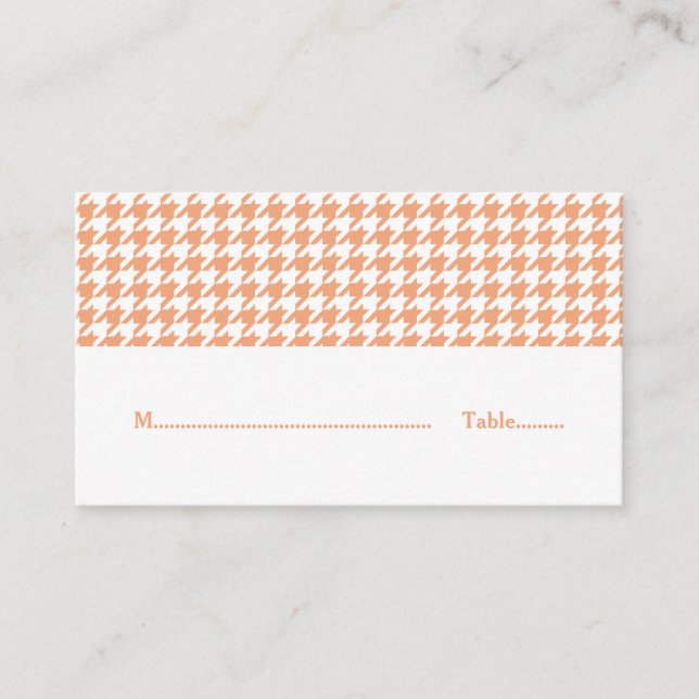 Lugar Cartão de Local de Casamento Orange Houndstooth (Frente)