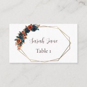Lugar Cartão de Local de Casamento Plana Laranja Teal & 