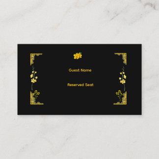 Lugar Cartão de Local de Casamento Preto e Dourado