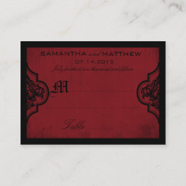 Lugar Cartão de Local de Casamento Red Grunge Damask Gót