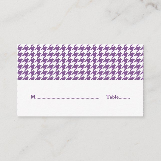 Lugar Cartão de Local de Casamento Roxo Houndstooth (Frente)